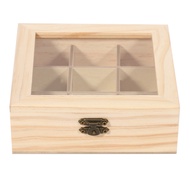 [HFCG MALL] Wooden Tea Bag Jewelry Organizer Chest Storage Box 9 Compartments Tea Box Organizer Wood Sugar Packet Container