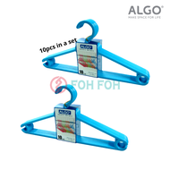 [Bundle of 2] Algo Anti-Slip 42.5cm Multifunctional Plastic Clothes Hanger Laundry Hanger 10P Set