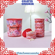 Toples Set Tupperware - Toples Makanan Set Tupperware 5pc Flower Motif