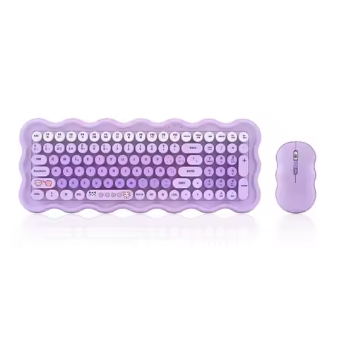 Wireless Keyboard and Mouse Set Office Cute Keyboard Colorful Round Keycaps Entertainment Office