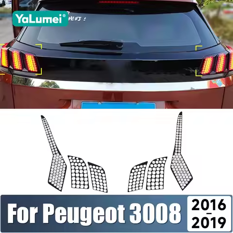 Rear Tail Light Lamp Cover Trim Honeycomb 3D Sticker For Peugeot 3008 GT 2016 2017 2018 2019 Car Acc