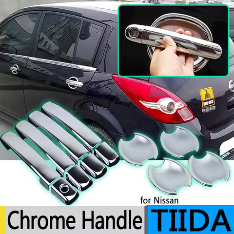 For Nissan Tiida C11 2004-2011 Chrome Door Handle Covers Tiida Latio Versa Trazo Sedan 2006 Accessor