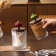 Retro American Glass Cotton Swabs Storage Box Creative Cotton Swabs Toothpick Holder Dental Floss De