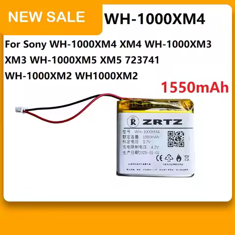 ZRTZ 1550mAh WH-1000XM4 Battery For Sony WH-1000XM4 XM4 WH-1000XM3 XM3 WH-1000XM5 XM5 723741 WH-1000