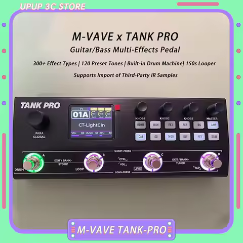 M-VAVE TANK PRO Integrated Multi-Effects Processor Guitar Bass AI Neural Network Modeling Third-Part