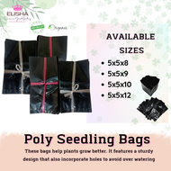 100PCS PER PACK BLACK PLASTIC SEEDLING BAG 5x5x8, 5x5x9 5x5x10, and  5x5x12 iNCHES WITH GUSSET / GUS