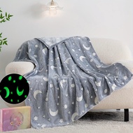 cod 1PC Star-moon luminous blanket luminous rainbow blanket comfortable soft fluffy flannel wool nap