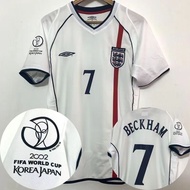 2002 England Jersey Retro No. 7 Beckham Short-Sleeved Suit Football Training Suit