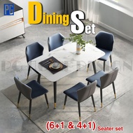 PG HOME:-Dining Set Mable(1+6) OR (1+4) Set Meja Makan Mable -Leather Dining Chair -Mable Dining Tab