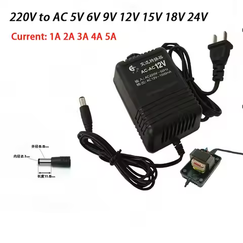 Output AC 1A 2A 3A 4A 5A AC Power Transformer Input AC 220V 50HZ Output Voltage 5V 6V 9V 12V 15V 18V