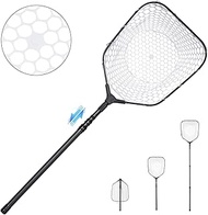 Ultra-Light Carbon Fiber Telescopic Fishing Landing Net – 71.6" Extendable, 1-Click Foldable, Rubber