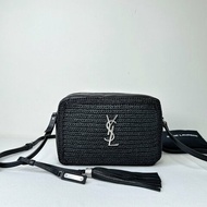 YSL 拉菲草皮革流蘇相機包