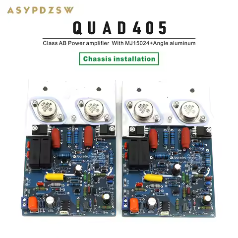 Chassis installation QUAD405 Stereo Class AB Power amplifier With MJ15024+Angle aluminum DIY Kit/Fin