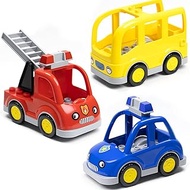 Mirthben 4-Piece Vehicle Building Blocks Set, Large Building Blocks Accessories with Fire Engine, Po