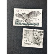 B10 Sweden owls stamps 2 single value stamps mixed ised