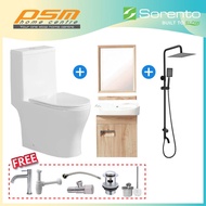 SORENTO One Piece Rimless Flushing Water Closet WC Bathroom Stainless Steel Basin Cabinet Combo SRTW