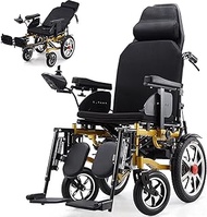 Luxurious and lightweight All Terrain Foldable Motorized Wheelchair With Wider Seat And Headrest For Adults Can Lie Flat Power Wheel Chair