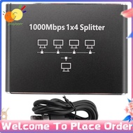 Gigabit Network Splitter 1-To-4 Network Cable Splitter RJ45 Network Port Ethernet Splitter Suitable 