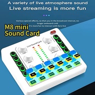M8 Sound Card 12 Sound Effects Mixer with Noise Reduction Voice Control & Mic Input for K Songs/Stre