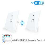 MOES WiFi Smart Glass Panel Touch Switch RF433 Transmitter Wall Panel 1/2/3 Gang Remote Control Swit