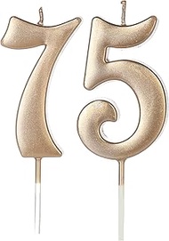 75th & 57th Number Birthday Candles for Cake Topper, Number 75 57 Glitter Premium Candle Party Anniv