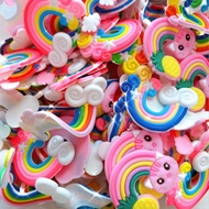 A620 10 pcs rainbow silicon rubber cabochon flat back charm diy accessory cute kawaii decoden cream 