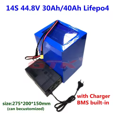 GTK customized 44.8V 30Ah 40Ah not 48V 30ah 40ah Lifepo4 battery bms 14s for two wheeler skate golf