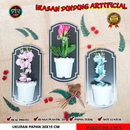Hiasan Dinding Tanaman Artificial Rak Pot 3d Vertical Garden Unik Gantung Tempel bingkai kayu dekor