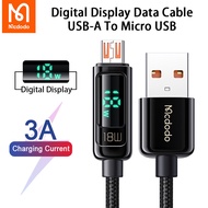 Mcdodo Micro USB Cable 3A Quick Charger For Redmi Note 5 Pro Samsung VIVO OPPO Huawei Xiaomi Micro USB Cable Digital Display Data Cord 18W Fast Charging