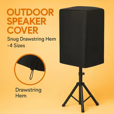 Heavy-Duty Outdoor Speaker Cover, Drawstring Fits PA/DJ Speakers, Scratch-Resistant Foldable for Sta