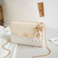 Yellow polka dot round buckle crossbody bag DT3