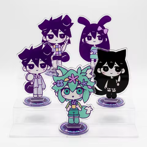 Game Anime Omori Acrylic Stand Keychain 10cm Cute Kemono Ears Omori Sunny Basil Aubrey Kel Desk Deco