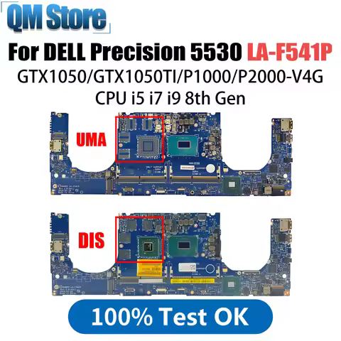 For Dell Precision 5530/XPS 15 9570 laptop motherboard LA-F541P with I5 I7 I9 CPU GTX1050/GTX1050TI/