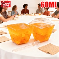 50-200PCS Family Gathering Jelly Cup 60ml Clear Trapezoidal Container for Home Dessert with Lid&Spoo