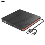【hzsskkdssw03.sg】External DVD CD Drive, CD Burner with USB 3.0 and Type C Interface, High Speed Data Transfer Player for PC Laptop