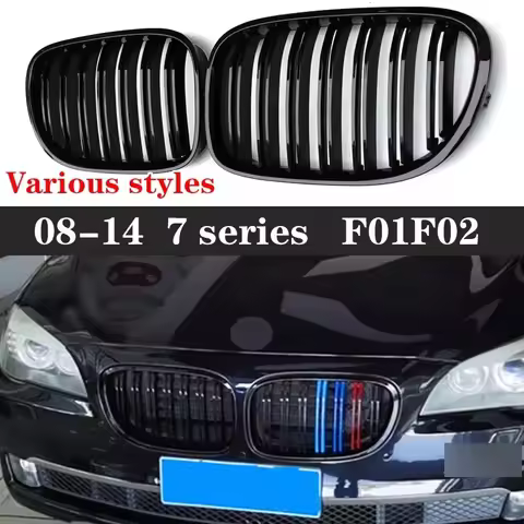 For BMW 7 Series F01 F02 730i 740i 2008-2014 Kidney Grille Glossy Black ABS M Style Color Plastic Fr
