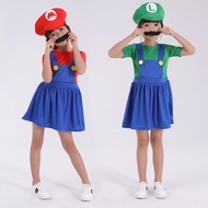 [SG Seller] Super Mario Luigi Kids Halloween Children Day Jumpsuit Cosplay Costume Play Party