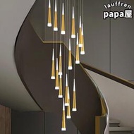 簡約複式樓梯吊燈別墅客廳客廳燈loft飯廳樓中樓躍層金色線吊燈