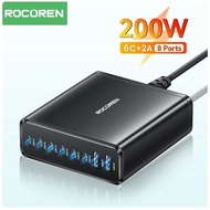 PTR ROCOREN 200W 8 PORT USB C PD HIGH SPEED CHARGER DESKTOP FAST