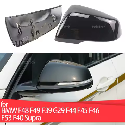 2x Carbon Fiber Pattern Mirror Cover Black Mirror Cover Overlay for BMW F48 F49 F39 G29 F44 F45 F46 