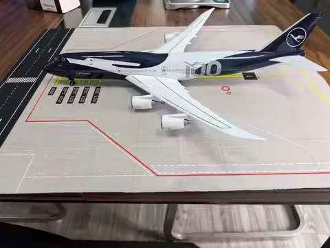 47cm Collectible Plane b747 Lufthansa 100years Diecast Airplane Model Kits Resin W Light and Wheel A