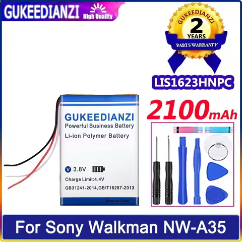 GUKEEDIANZI Battery LIS1623HNPC 2100mAh For Sony for Walkman NW-A47 NW-A55 NW-A56 NW-A57 NW-A105 NW-