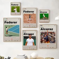 Poster Bintang Tenis Federer Alcaraz Cetakan Seni Dinding Lukisan Dalaman Moden Hadiah Hari Jadi Tid