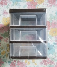 迷你塑膠三層抽屜收納箱