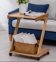 [免運費FreeDelivery] 實木帶輪Z型萬用邊桌, 茶几或床頭櫃, 移動式工作桌|Solid wood Portable coffee table, side table [收納櫃,儲物櫃, 