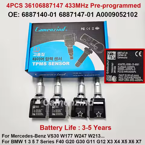 4PCS TPMS Sensor 36106887147 A0009052102 433MHz For Benz VS30 W177 W247 W213 BMW G30 G20 X3 X5 68871