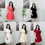 Women's faux dress Set with 2-layer silk chiffon pants with rhinestone collar, puffed sleeves and ba