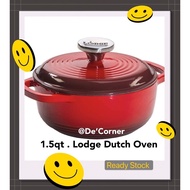 (Ready Stock )🧲LODGE 1.5qt.Red Dutch Oven Lodge Enamel 1.4L/1.5 quart Red Dutch Oven Lodge cook ware