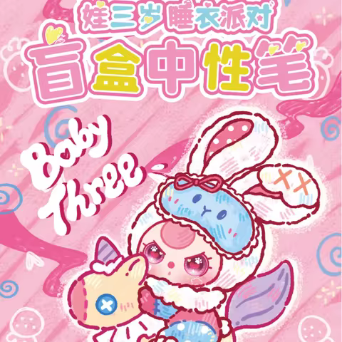 100% Genuine Baby Three Pajama Party Neutral Pen Stationery Blind Box Set Student Opening Blind Box