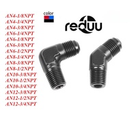 AN3 AN4 AN6 AN8 AN10 AN12 Male Flare To 1/8" 1/4" 3/8" 1/2" 3/4" NPT Adapter 45 90° Degree Oil Fuel 